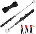 Retractable Golf Swing Trainer Aid- Non-Slip Right Hand Grip Trainer for Strength & Tempo, Indoor Outdoor Golf Training Aid for Warm-Up & Practice (Black)