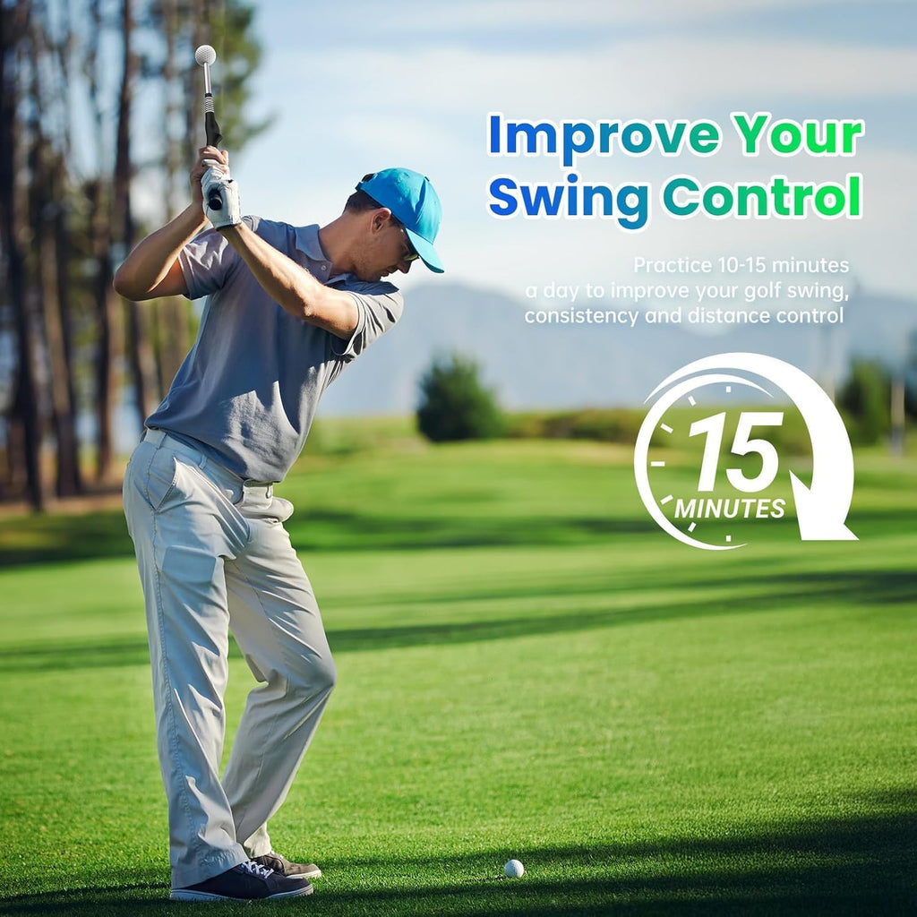 Retractable Golf Swing Trainer Aid- Non-Slip Right Hand Grip Trainer for Strength & Tempo, Indoor Outdoor Golf Training Aid for Warm-Up & Practice (Black)