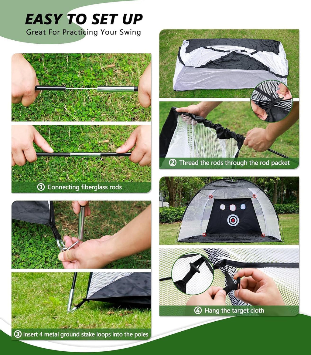 Golf Net,10x7ft Golf Practice Net with Heavy Base Dual-Turf GO LF Mat, All-in-One Mult-Target GO LF Hitting Nets, Chipping Training Nets for Backyard Driving, Christmas Ideal Gifts for Men/Dad/Boy